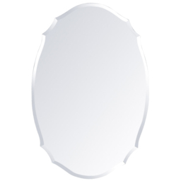 Living and Home Nordic Wall Mounted Ellipse Shaped Mirror with Beveled Edge - Size: 60 x 40cm - White - Wilko