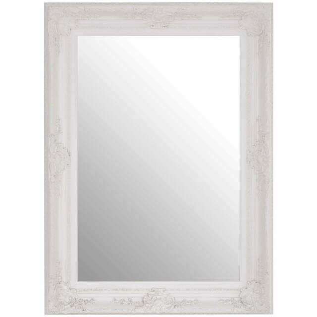 Premier Housewares Baroque Antique White Rectangular Wall Mirror 83 x 113cm - Size: 113 x 83cm - Wilko - image 1
