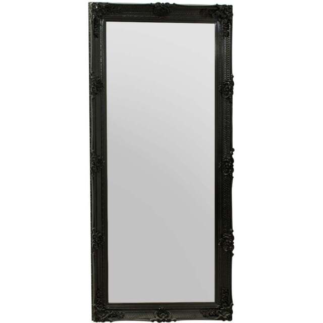 Large Black Antique Style Salon Wall Mirror Rectangle 165 x 79cm - MirrorOutlet - Wilko - image 1