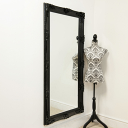 Large Black Antique Style Salon Wall Mirror Rectangle 165 x 79cm - MirrorOutlet - Wilko - thumbnail 6