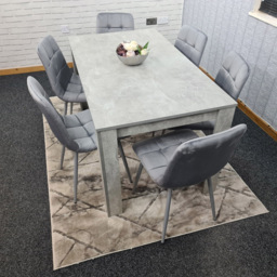 Portland Velvet 6 Seater Dining Set Stone Grey and Grey - Wilko - thumbnail 6