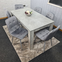 Portland Velvet 6 Seater Dining Set Stone Grey and Grey - Wilko - thumbnail 5