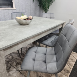 Portland Velvet 6 Seater Dining Set Stone Grey and Grey - Wilko - thumbnail 3