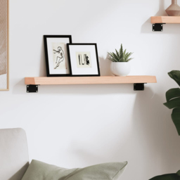 vidaXL 60 x 10 x 4cm Untreated Solid Oak Wooden Wall Shelf - Size: 4 x 60 x 10cm - Brown - Wilko - thumbnail 3