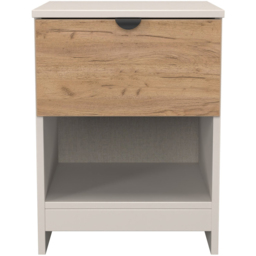 Crowndale Bora Single Drawer Single Shelf Gold Oak and Kashmir Bedside Cabinet - Cream - Wilko - thumbnail 3