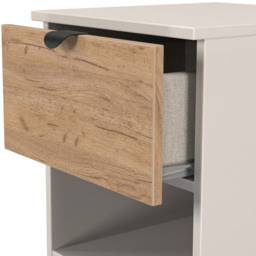 Crowndale Bora Single Drawer Single Shelf Gold Oak and Kashmir Bedside Cabinet - Cream - Wilko - thumbnail 6