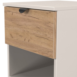 Crowndale Bora Single Drawer Single Shelf Gold Oak and Kashmir Bedside Cabinet - Cream - Wilko - thumbnail 7