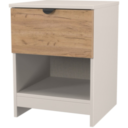 Crowndale Bora Single Drawer Single Shelf Gold Oak and Kashmir Bedside Cabinet - Cream - Wilko - thumbnail 5