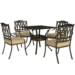 Outsunny 4 Seater Garden Dining Set with Parasol Hole Bronze - Blonde - Wilko - thumbnail 3