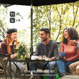 Outsunny 4 Seater Garden Dining Set with Parasol Hole Bronze - Blonde - Wilko - thumbnail 5