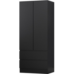 FWStyle Stora 2 Door 2 Drawer Matt Black Wardrobe - Size: 2 Door, 2 Drawer - Wilko - thumbnail 3