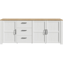 Florence Bohol 3 Door 3 Drawer White Riviera Oak Large Sideboard - Size: 42 x 220 x 87cm - Wilko - thumbnail 4