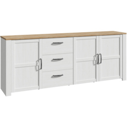 Florence Bohol 3 Door 3 Drawer White Riviera Oak Large Sideboard - Size: 42 x 220 x 87cm - Wilko - thumbnail 3
