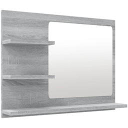 vidaXL 3 Shelf Grey Sonoma Wall Mounted Bathroom Mirror - Size: 45 x 60 x 10.5cm - Wilko