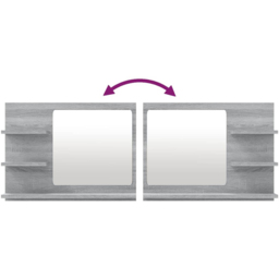 vidaXL 3 Shelf Grey Sonoma Wall Mounted Bathroom Mirror - Size: 45 x 60 x 10.5cm - Wilko - thumbnail 6