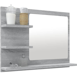 vidaXL 3 Shelf Grey Sonoma Wall Mounted Bathroom Mirror - Size: 45 x 60 x 10.5cm - Wilko - thumbnail 5