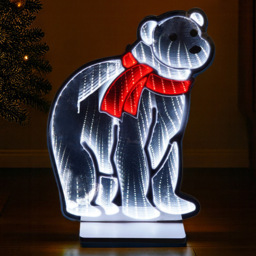 Xmas Haus 175 Super Bright LED Polar Bear Infinity Light 32 x 42cm - Size: 320 x 420 x 20cm - White - Wilko - thumbnail 1