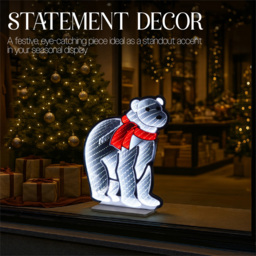 Xmas Haus 175 Super Bright LED Polar Bear Infinity Light 32 x 42cm - Size: 320 x 420 x 20cm - White - Wilko - thumbnail 7