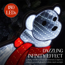Xmas Haus 175 Super Bright LED Polar Bear Infinity Light 32 x 42cm - Size: 320 x 420 x 20cm - White - Wilko - thumbnail 5
