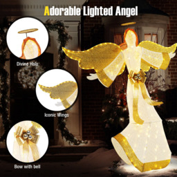 Costway 180 LED Halo Bow Lighted Angel Christmas Decoration 5.2ft - Size: 160 x 45 x 126cm - White - Wilko - thumbnail 7