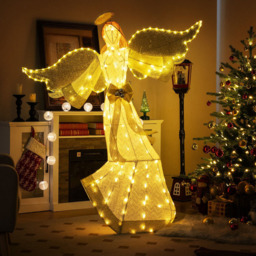 Costway 180 LED Halo Bow Lighted Angel Christmas Decoration 5.2ft - Size: 160 x 45 x 126cm - White - Wilko - thumbnail 4