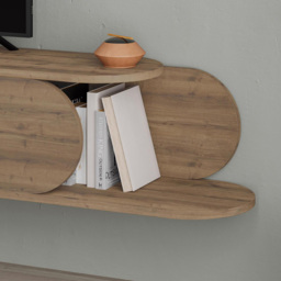 FWStyle Tone Single Door 2 Shelf Dark Oak Wall Mounted TV Unit - Size: 30 x 180 x 29.6cm - Brown - Wilko - thumbnail 6