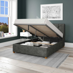 Aspire Hepburn King Size Granite Kimiyo Linen Ottoman Bed - Grey - Aspire Beds - Wilko - thumbnail 3