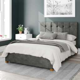 Aspire Hepburn King Size Granite Kimiyo Linen Ottoman Bed - Grey - Aspire Beds - Wilko - thumbnail 1