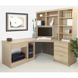 R White Cabinets 4 Drawer Corner Set-20 Computer Desk with Printer Shelf and Bookcase Brown - Size: 182.8 x 184 x 141.9cm - Wilko - thumbnail 5