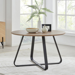 Furniturebox Fira Cesano Wood Effect 6 Seater Round Dining Set Brown and Black - Wilko - thumbnail 3