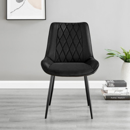 Furniturebox Fira Cesano Wood Effect 6 Seater Round Dining Set Brown and Black - Wilko - thumbnail 4