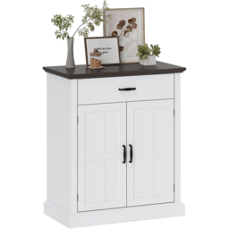 HOMCOM 2 Barn Door White Sideboard Storage Cabinet - Size: 21 x 51 x 95cm - Wilko - thumbnail 3