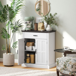 HOMCOM 2 Barn Door White Sideboard Storage Cabinet - Size: 21 x 51 x 95cm - Wilko - thumbnail 5