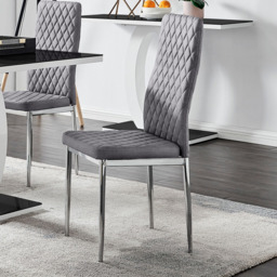 Furniturebox Lucia Valera 4 Seater Dining Set Black Gloss Grey and Chrome - Wilko - thumbnail 4