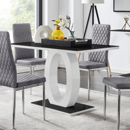 Furniturebox Lucia Valera 4 Seater Dining Set Black Gloss Grey and Chrome - Wilko - thumbnail 3