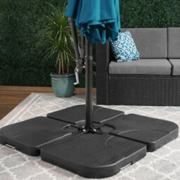 Living and Home HDPE Square Plastic Garden Parasol Base - Size: 4 Piece - Black - Wilko - thumbnail 7