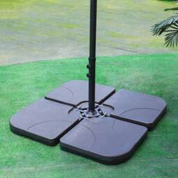 Living and Home HDPE Square Plastic Garden Parasol Base - Size: 4 Piece - Black - Wilko - thumbnail 3