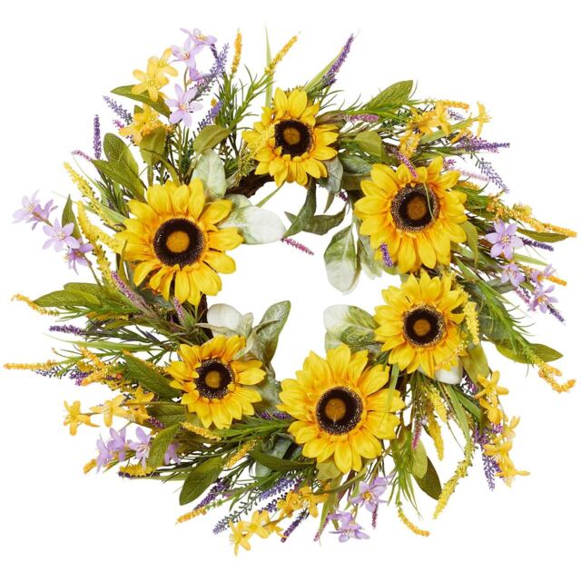 Sunflower Wreath 60cm - Yellow - Wilko - image 1