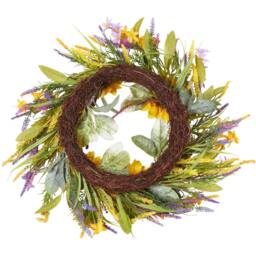 Sunflower Wreath 60cm - Yellow - Wilko - thumbnail 4