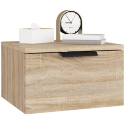 vidaXL Single Drawer Sonoma Oak Wall Mounted Bedside Cabinet - Brown - Wilko - thumbnail 7