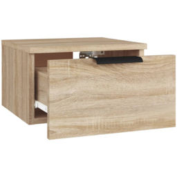 vidaXL Single Drawer Sonoma Oak Wall Mounted Bedside Cabinet - Brown - Wilko - thumbnail 6
