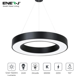 ENER-J Cool White LED 24W 6000K Hollow Round Minimalist Pendant Light - Size: 60 x 10 x 5cm - ENERJ - Wilko - thumbnail 6