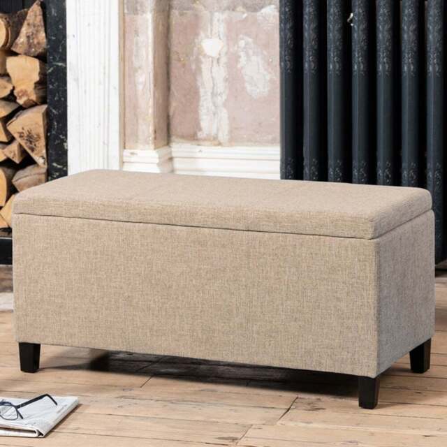 Artemis Home Henbury Light Brown Fabric Storage Ottoman - Size: 45 x 98 x 45cm - Wilko - image 1
