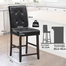 Costway Padded Bar Stool Set of 2 - Size: 108 x 49 x 28cm - Black - Wilko - thumbnail 7