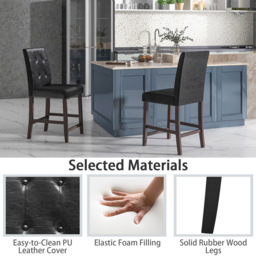 Costway Padded Bar Stool Set of 2 - Size: 108 x 49 x 28cm - Black - Wilko - thumbnail 6