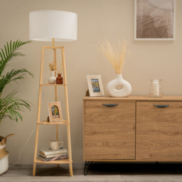 ValueLights Hiru 3 Shelf Natural Floor Lamp Base - Size: 137.5 x 39.5 x 39.5cm - Cream - Wilko - thumbnail 3