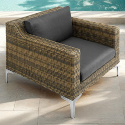 tectake Villanova Rattan Garden Armchair with Cushion - Size: 72 x 89 x 85cm - Grey - Wilko - thumbnail 1