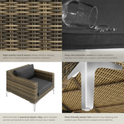 tectake Villanova Rattan Garden Armchair with Cushion - Size: 72 x 89 x 85cm - Grey - Wilko - thumbnail 6