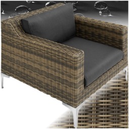 tectake Villanova Rattan Garden Armchair with Cushion - Size: 72 x 89 x 85cm - Grey - Wilko - thumbnail 3