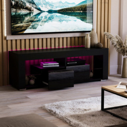 Vida Designs Luna 2 Drawer 2 Shelf Black LED TV Unit - Size: 45 x 130 x 35cm - Wilko - thumbnail 6